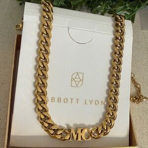 Abbott Lyon Gold Stainless Steel Personalized MC initial Chunky Choker Necklace